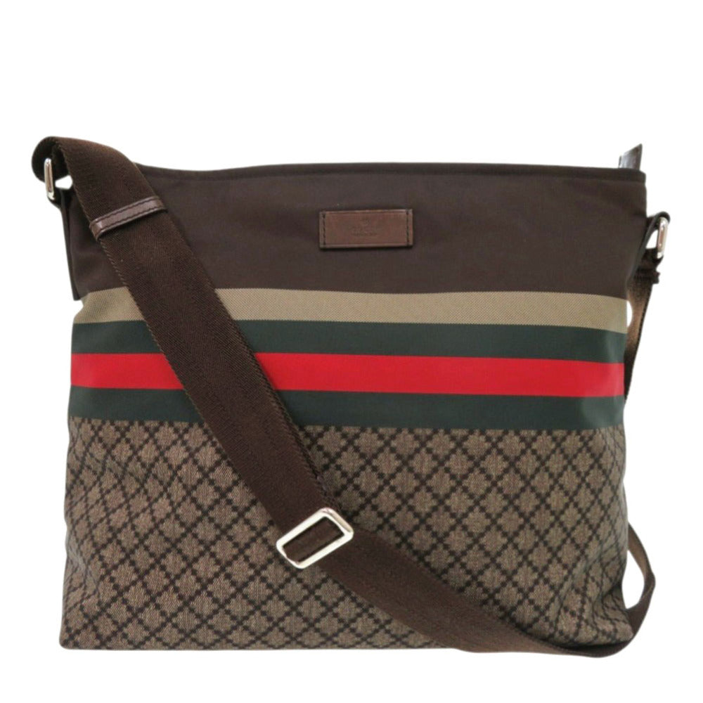 GUCCI Shoulder Bag 270410 Nylon, Leather Brown Diamante Sherry Line