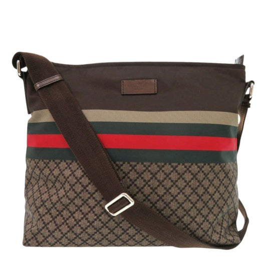 GUCCI Shoulder Bag 270410 Nylon, Leather Brown Diamante Sherry Line
