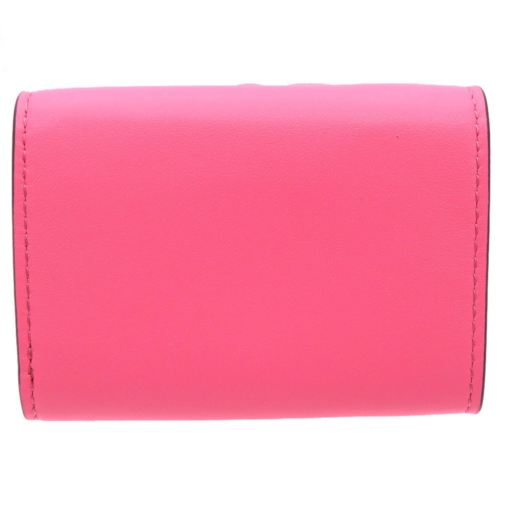 FENDI Tri-fold wallet 8M0395 leather pink Baguette Micro Zucca Women Used Authentic
