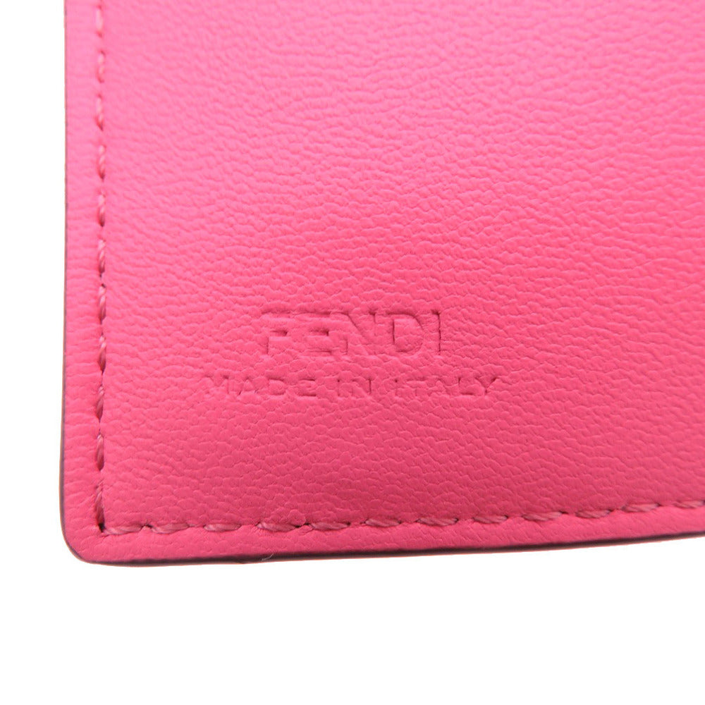 FENDI Tri-fold wallet 8M0395 leather pink Baguette Micro Zucca Women Used Authentic