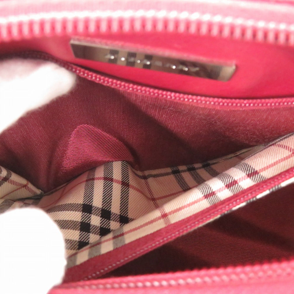 BURBERRY Handbag leather Red Nova Check Women Used Authentic