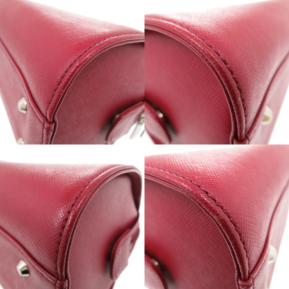 BURBERRY Handbag leather Red Nova Check Women Used Authentic