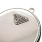 PRADA Coin case 1TL431 leather Metallic Silver Mini Pouch Multi-Case Triangle logo plate Women(Unisex) Used Authentic