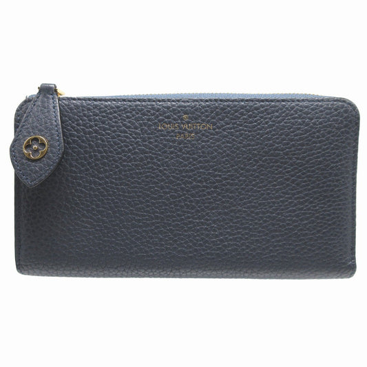 LOUIS VUITTON Long Wallet Purse M68582 leather Blue Marine L-shaped fastener Portefeuille comet unisex(Unisex) Used Authentic