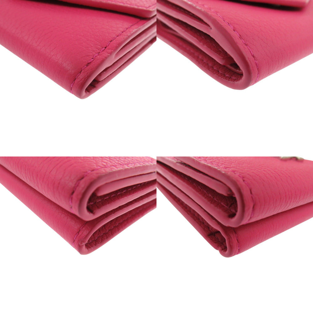 LOUIS VUITTON Tri-fold wallet M67860 leather pink Portefeuille Rock Mini Women Used Authentic