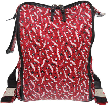 Christian Louboutin Backpack Calfskin Red HOP'N ZIP Graphic Print Backpack Women Used Authentic