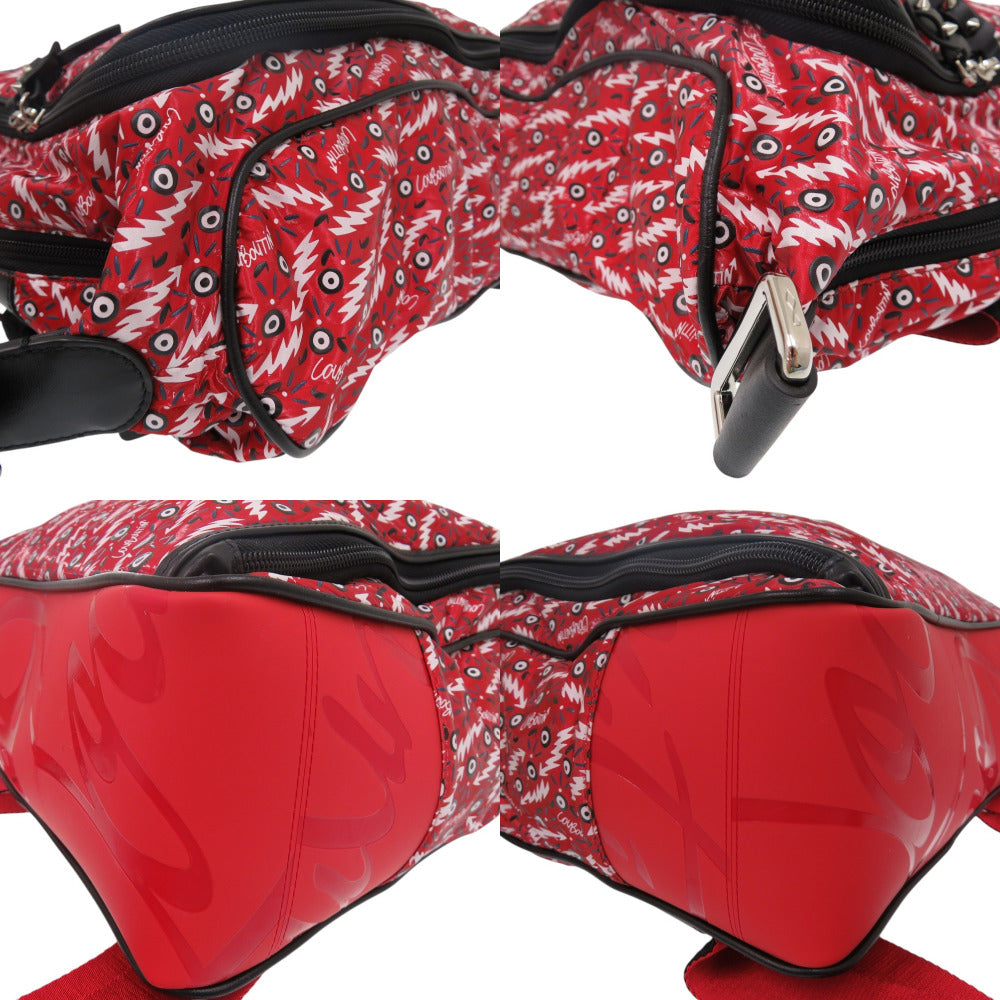 Christian Louboutin Backpack Calfskin Red HOP'N ZIP Graphic Print Backpack Women Used Authentic