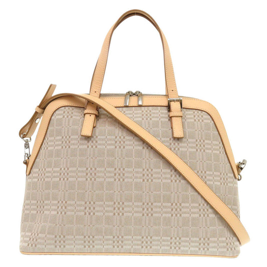 BURBERRY Handbag Canvas, Leather beige Women Used Authentic