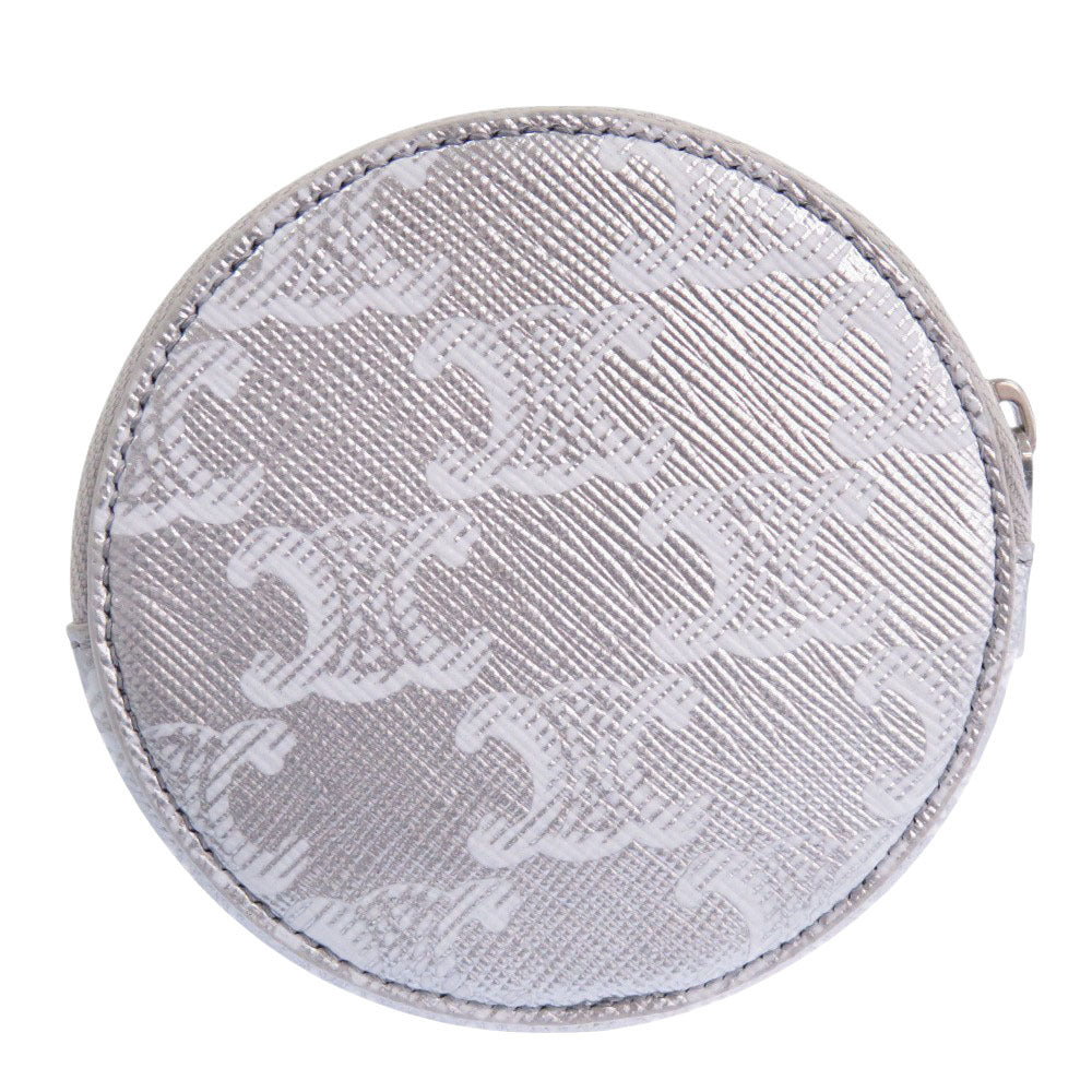 CELINE Coin case S-SD-4202 leather Silver Triomphe Women Used Authentic