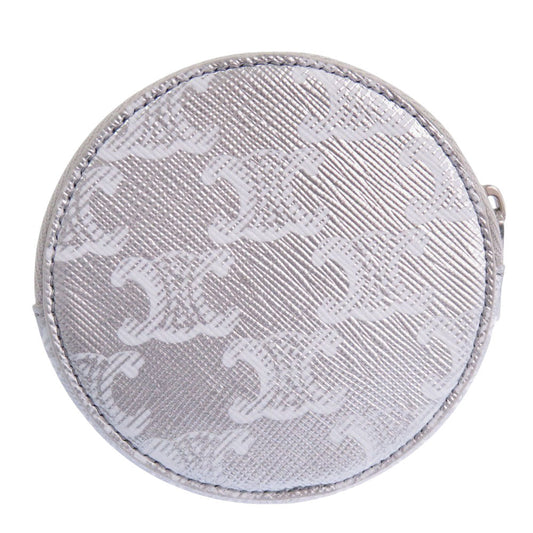 CELINE Coin case S-SD-4202 leather Silver Triomphe Women Used Authentic