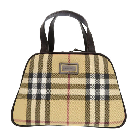 BURBERRY Handbag PVC coated canvas, leather beige Nova Check Women Used Authentic