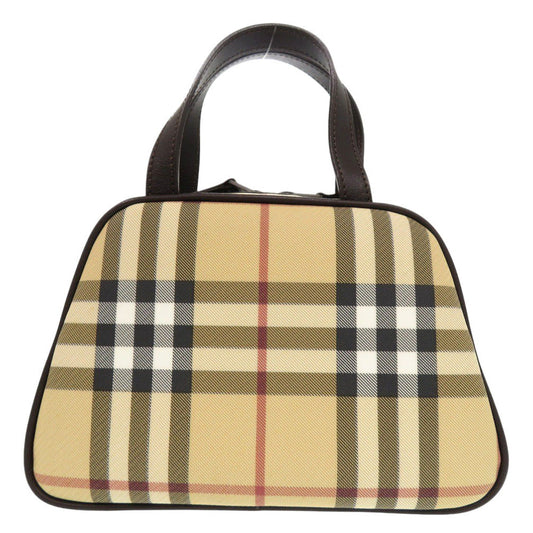 BURBERRY Handbag PVC coated canvas, leather beige Nova Check Women Used Authentic