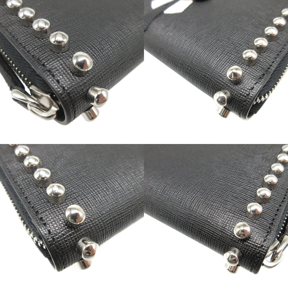 FENDI Long Wallet Purse 8M0299 leather black Zip Around Karl Lagerfeld Karito unisex(Unisex) Used Authentic