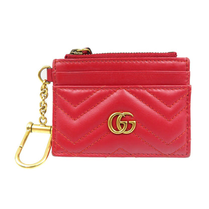 GUCCI Coin case 627064 leather Red GG Marmont Women Used Authentic