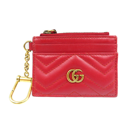 GUCCI Coin case 627064 leather Red GG Marmont Women Used Authentic