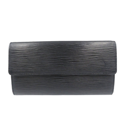 LOUIS VUITTON Long Wallet Purse M63592 Epi Leather Noir Two fold Epi Pochette Porto Monnet Credit mens Used Authentic