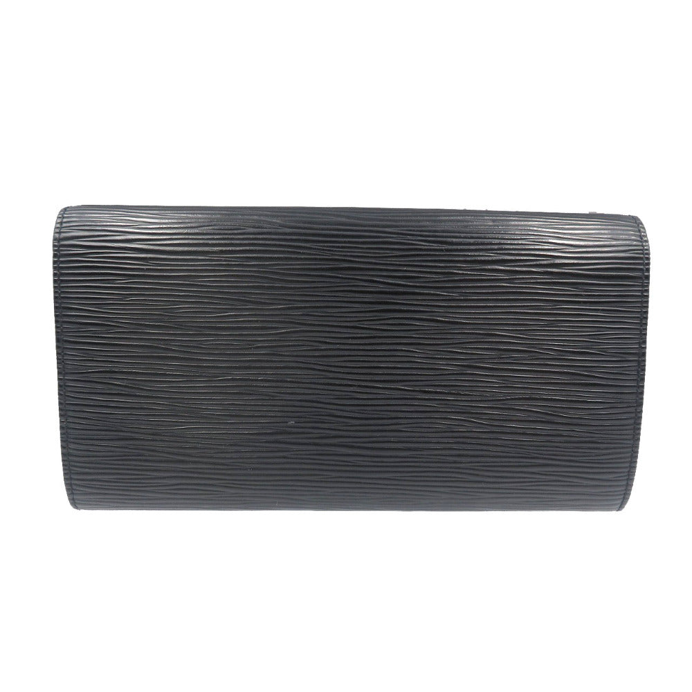 LOUIS VUITTON Long Wallet Purse M63592 Epi Leather Noir Two fold Epi Pochette Porto Monnet Credit mens Used Authentic
