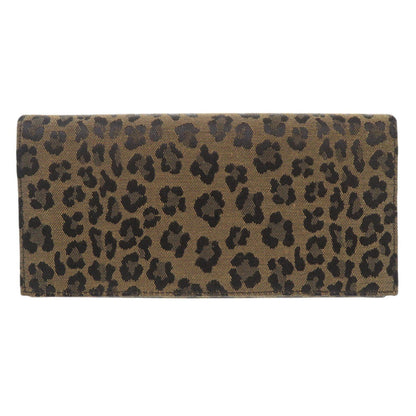 FENDI Long Wallet Purse 8M0000 Canvas, Leather beige Leopard Leopard Pattern Women Used Authentic