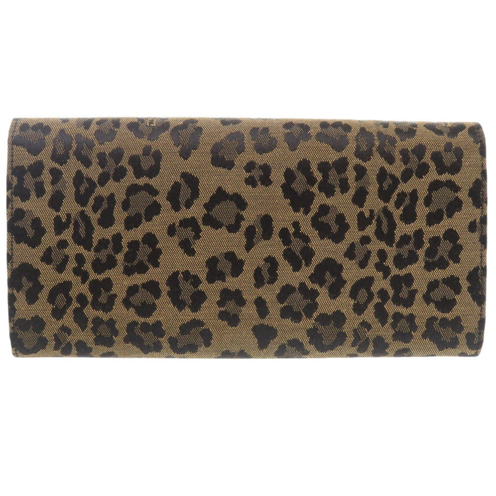FENDI Long Wallet Purse 8M0000 Canvas, Leather beige Leopard Leopard Pattern Women Used Authentic