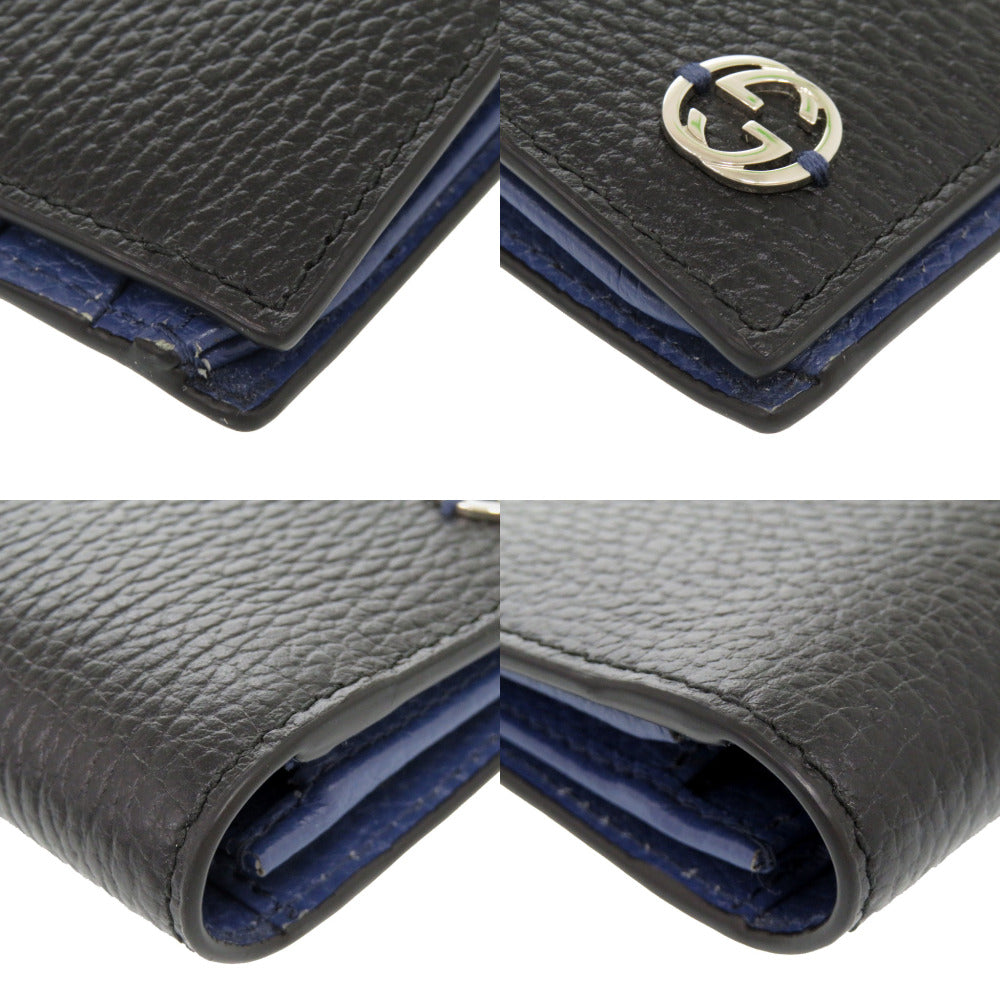 GUCCI Long Wallet Purse 610467-2067 leather black Interlocking