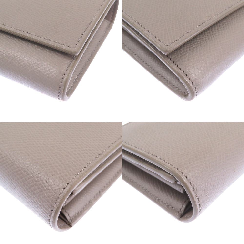 CELINE Long Wallet Purse leather gray Large flap wallet Women Used Authentic
