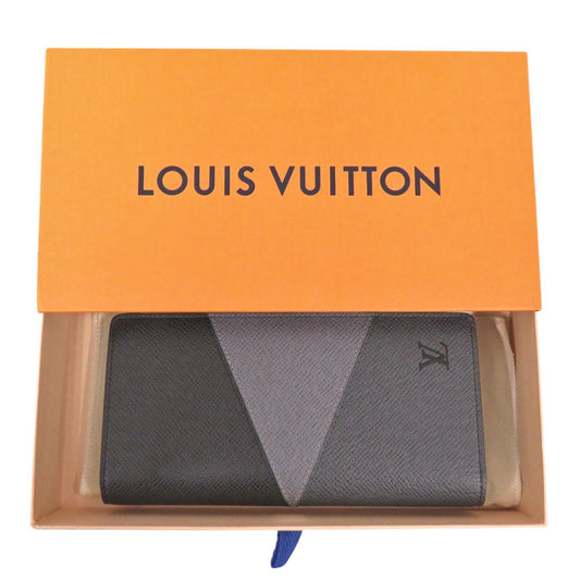 LOUIS VUITTON Long Wallet Purse M30715 Taiga gray Taiga Portefeuille Plaza NM mens Used Authentic