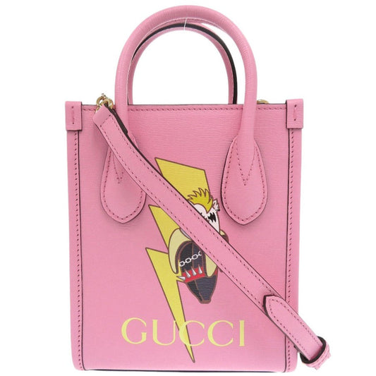 GUCCI Handbag 671623 leather pink Bananya collaboration Women Used Authentic