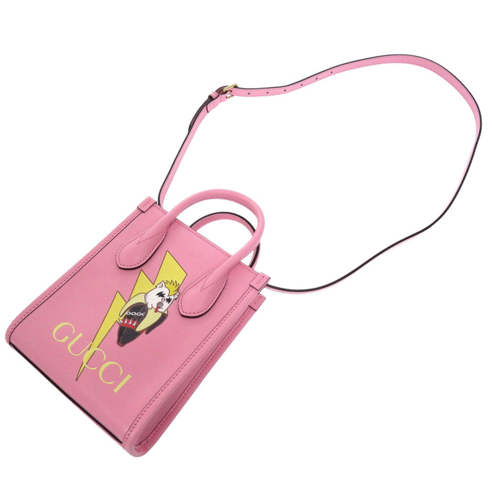 GUCCI Handbag 671623 leather pink Bananya collaboration Women Used Authentic