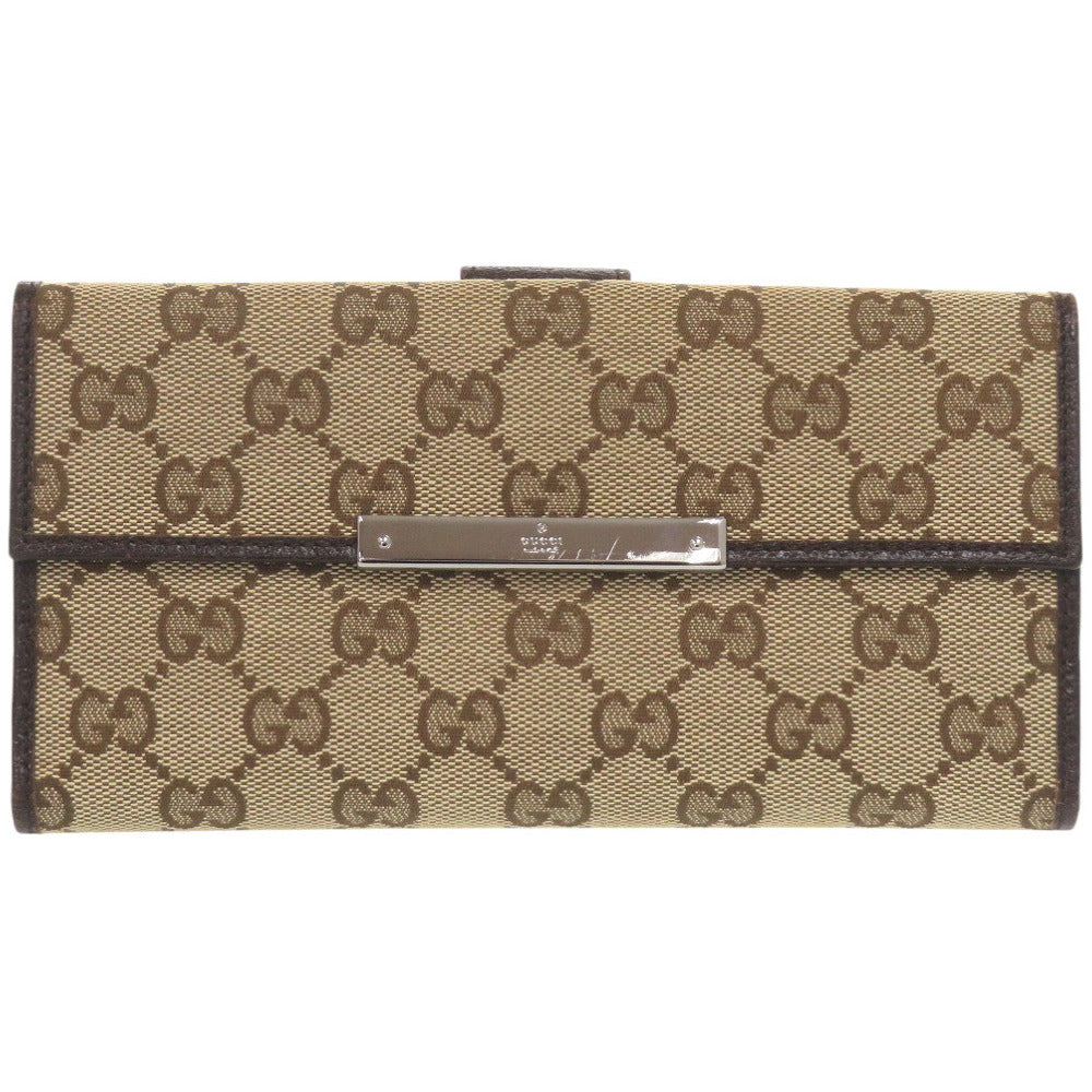 GUCCI Long Wallet Purse 112715 GG canvas beige Women Used Authentic
