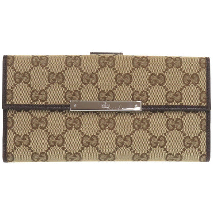 GUCCI Long Wallet Purse 112715 GG canvas beige Women Used Authentic