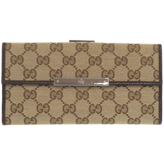 GUCCI Long Wallet Purse 112715 GG canvas beige Women Used Authentic