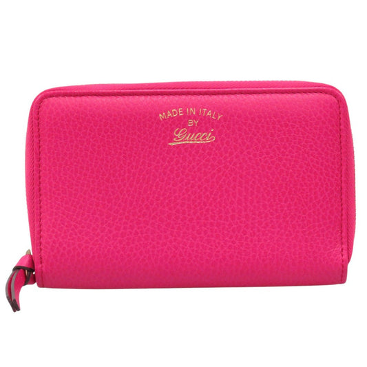 GUCCI Long Wallet Purse 354497 leather Fusha pink Swing Women Used Authentic