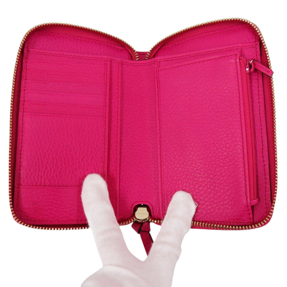 GUCCI Long Wallet Purse 354497 leather Fusha pink Swing Women Used Authentic