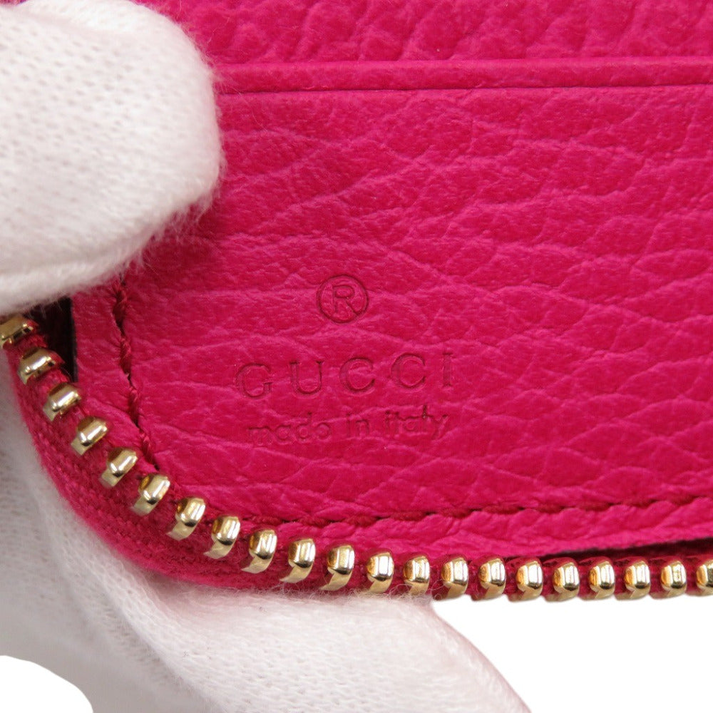 GUCCI Long Wallet Purse 354497 leather Fusha pink Swing Women Used Authentic