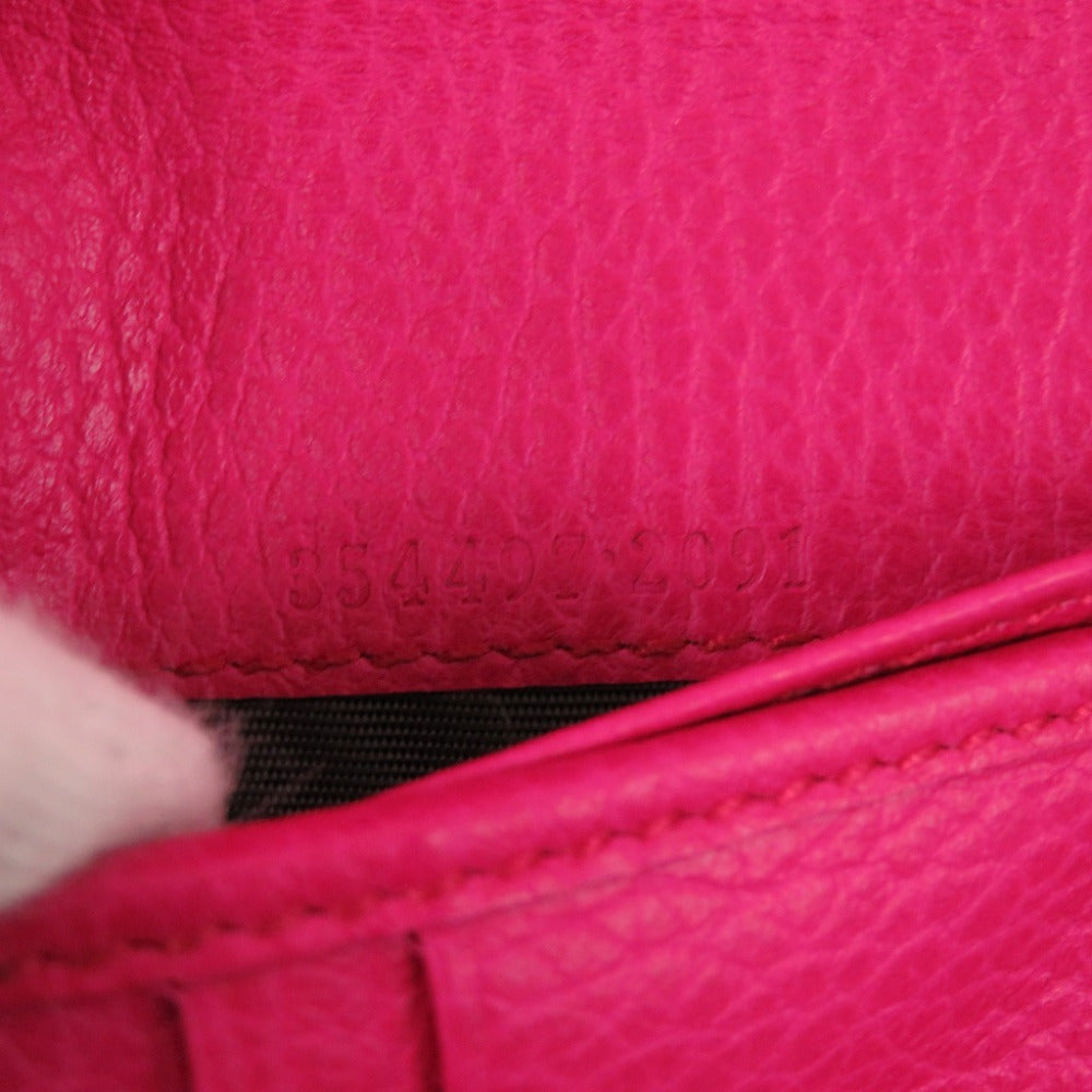 GUCCI Long Wallet Purse 354497 leather Fusha pink Swing Women Used Authentic