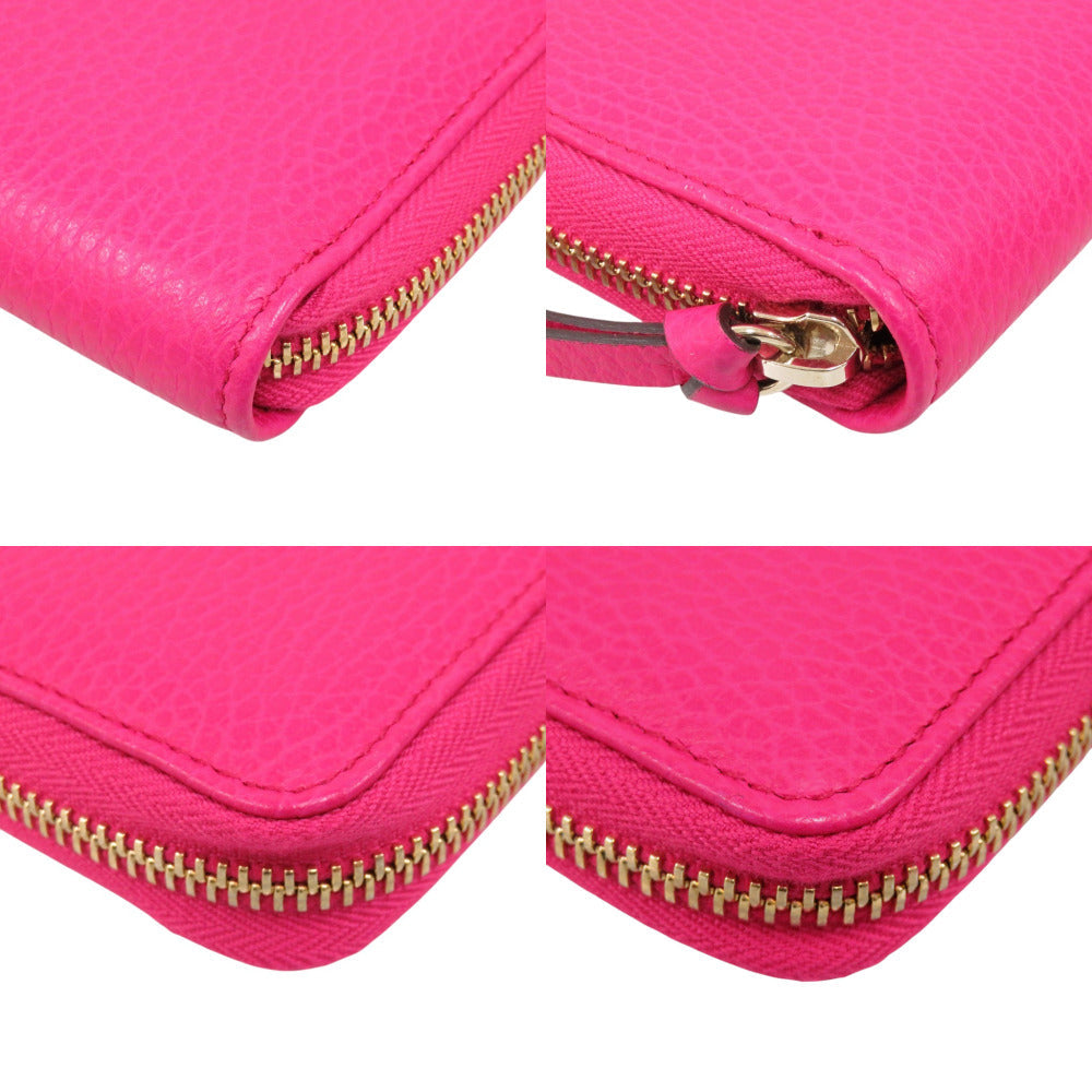 GUCCI Long Wallet Purse 354497 leather Fusha pink Swing Women Used Authentic
