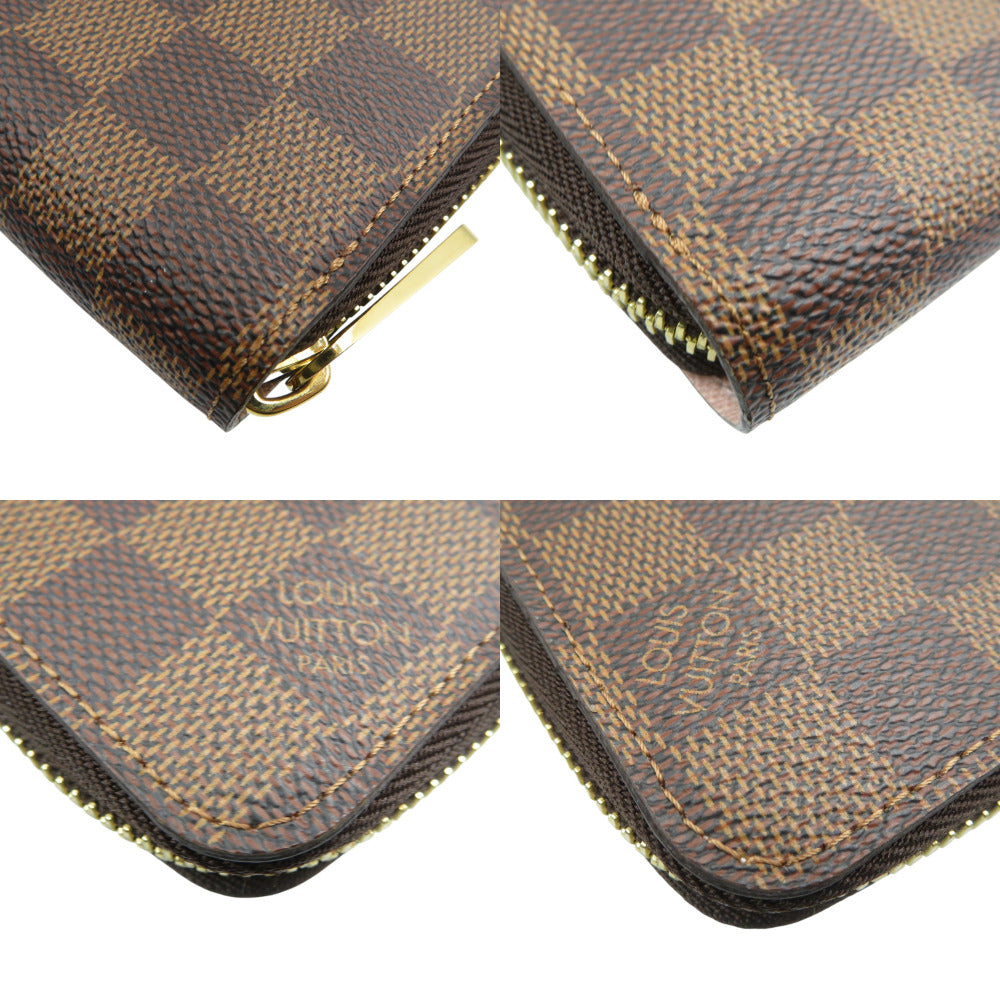 LOUIS VUITTON Long Wallet Purse N60046 Damier canvas Rose Valerie Damier Zippy wallet Women Used Authentic