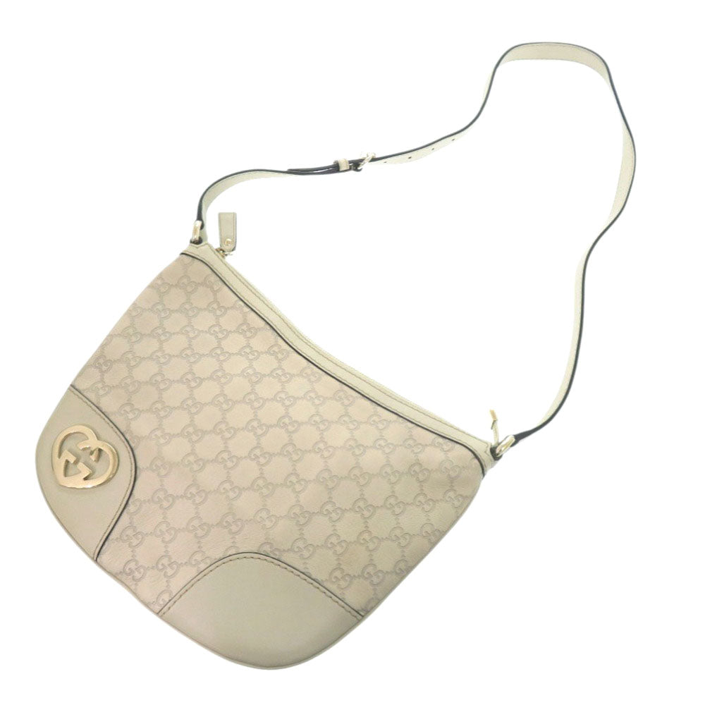 GUCCI Shoulder Bag leather Ivory Lovely heart