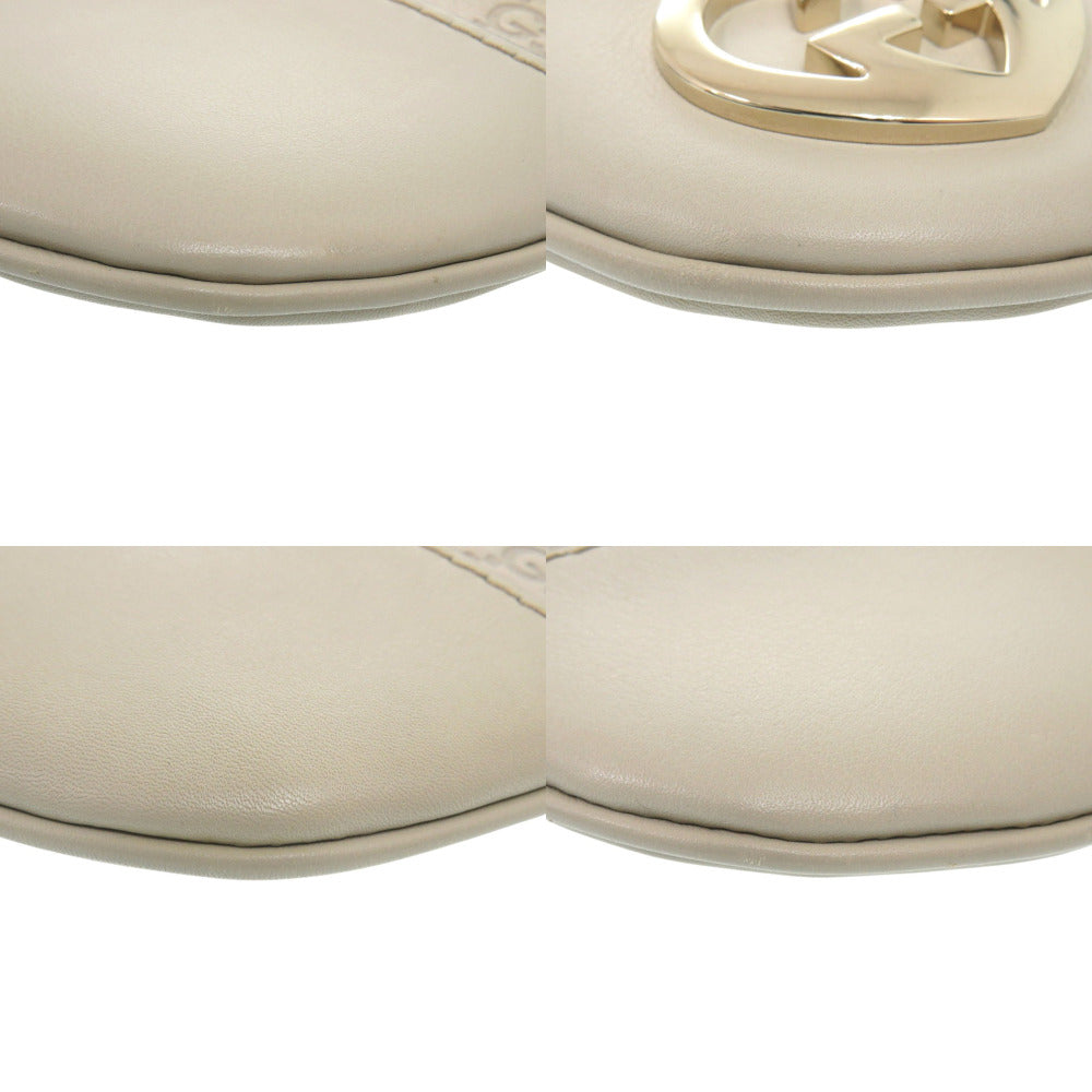 GUCCI Shoulder Bag leather Ivory Lovely heart