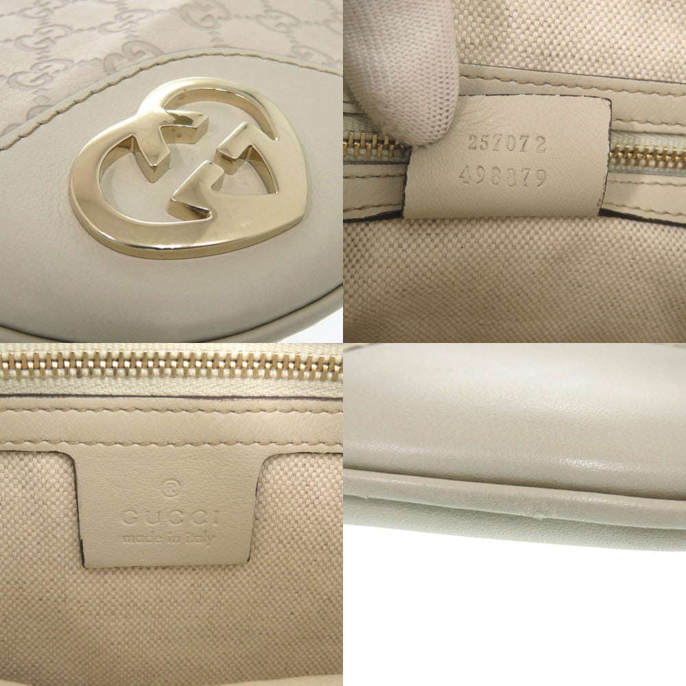 GUCCI Shoulder Bag leather Ivory Lovely heart