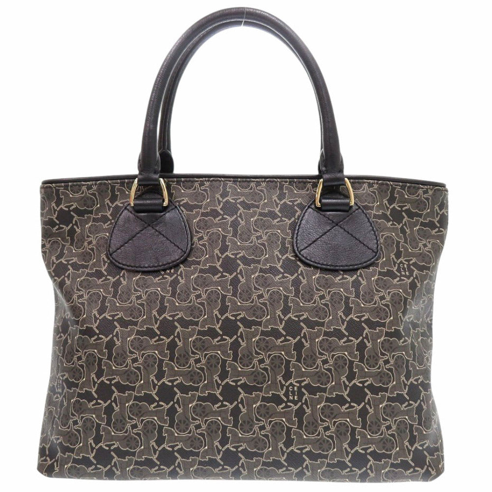 CELINE Handbag PVC, Leather Brown Monkey line Women Used Authentic