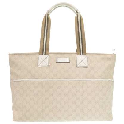 GUCCI Tote Bag 155524 GG canvas Ivory Sherry line Women Used Authentic