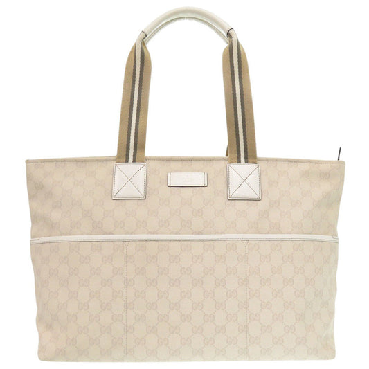 GUCCI Tote Bag 155524 GG canvas Ivory Sherry line Women Used Authentic