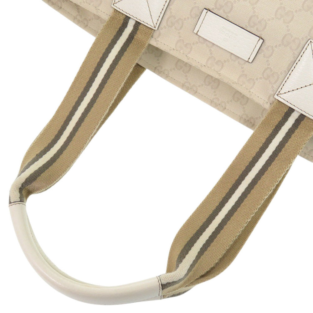 GUCCI Tote Bag 155524 GG canvas Ivory Sherry line Women Used Authentic