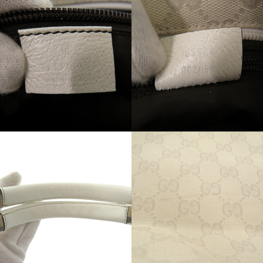 GUCCI Tote Bag 155524 GG canvas Ivory Sherry line Women Used Authentic