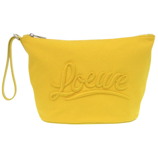 LOEWE Clutch bag canvas yellow Pouch Women Used Authentic