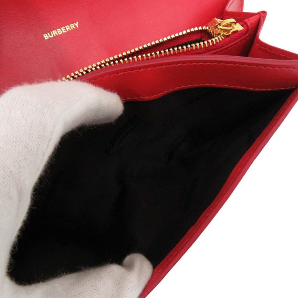 BURBERRY Bifold Wallet leather Red Women Used Authentic