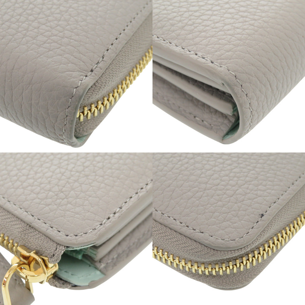 LOUIS VUITTON Long Wallet Purse M83654 Trion Leather Flint Gray Portefeuille comet Women Used Authentic