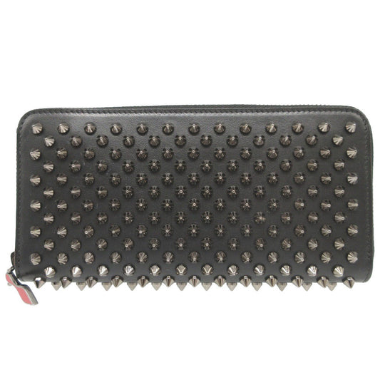 Christian Louboutin Long Wallet Purse 1165044 leather black Zip Around studs Panettone unisex(Unisex) Used Authentic