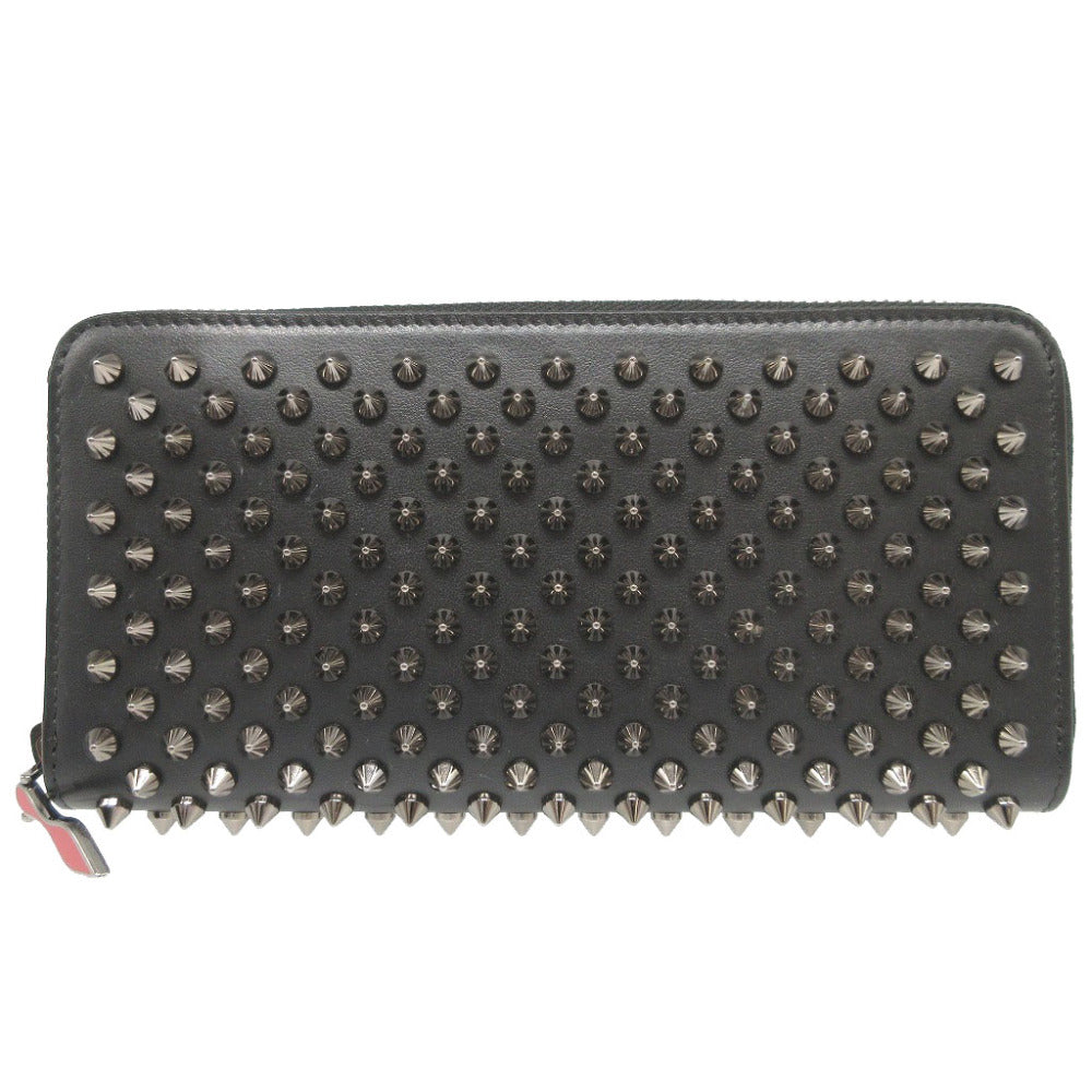 Christian Louboutin Long Wallet Purse 1165044 leather black Zip Around studs Panettone unisex(Unisex) Used Authentic